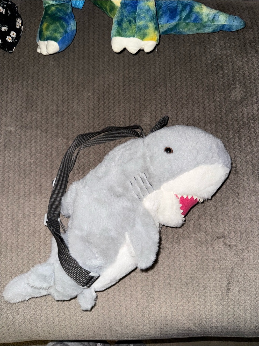 Gray Plush Shark Crossbody Bag - Unbranded